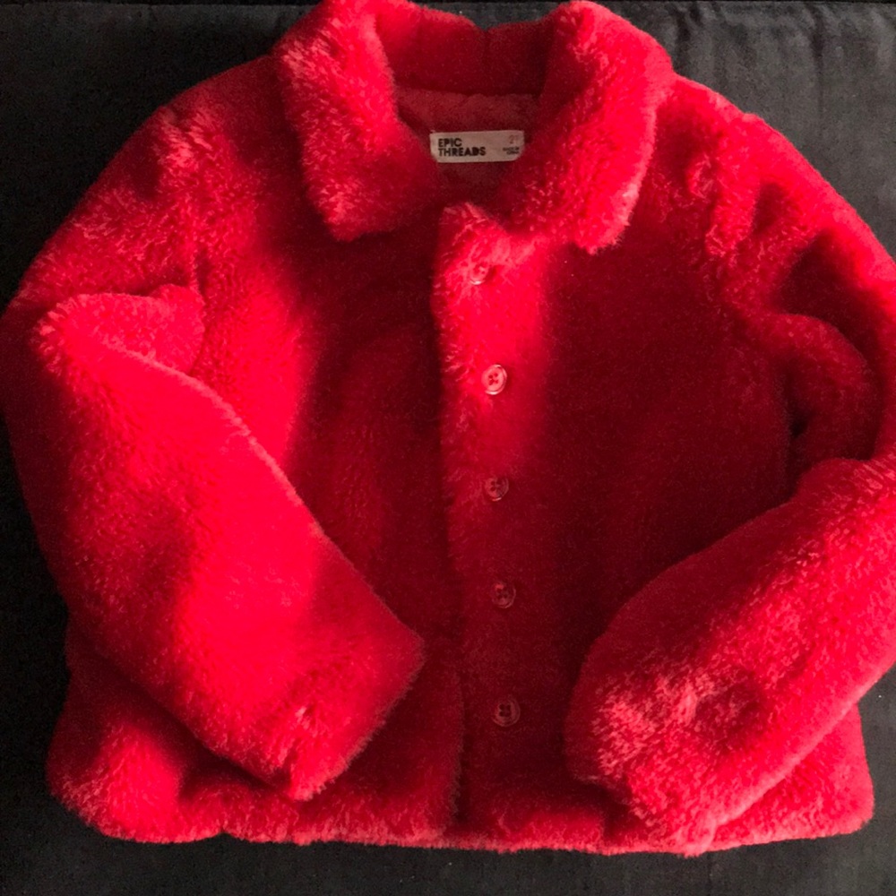 Toddler girl red fur coat 2T